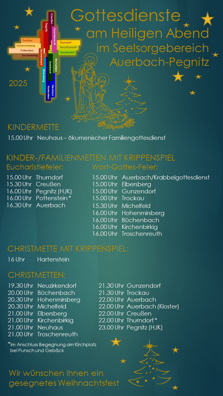 Gottesdienste am Heiligen Abend und an Weihnachten